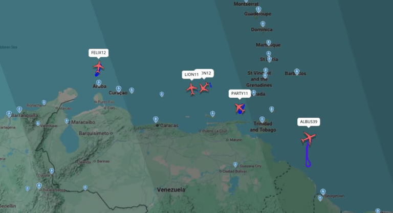 Reportan vuelos de al menos 5 aviones militares de EE.UU cerca de las costas de Venezuela