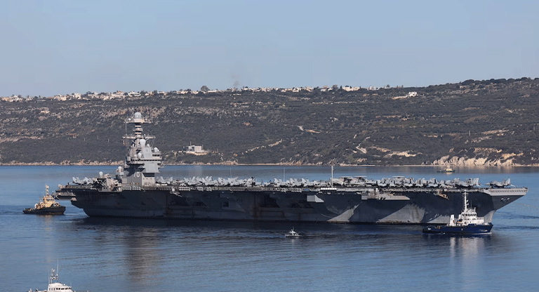 El portaaviones Gerald Ford abandonó Grecia y puso rumbo a la costa de Israel