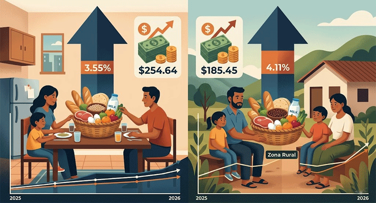 Canasta Básica se elevó un 3.55 % en el área urbana y un 4.11 % en la zona rural