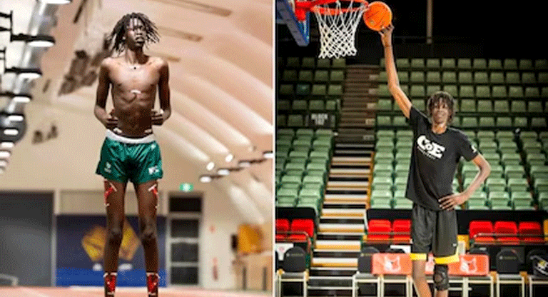 NBA: 18 años, mide casi 2.30 metros y encesta la pelota sin saltar