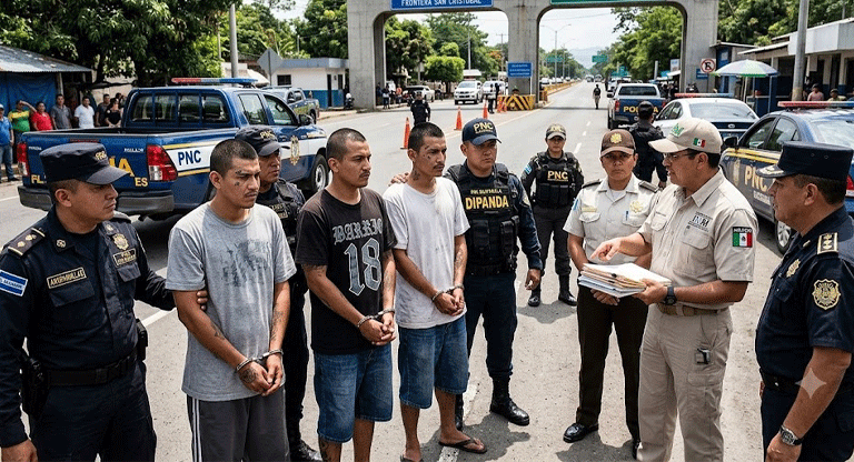 PNC de Guatemala entrega a autoridades de El Salvador a seis salvadoreños expulsados de México