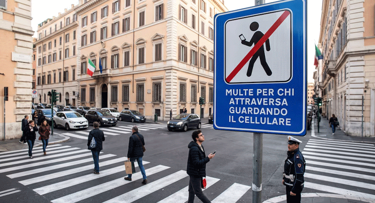 Peatones que crucen la calle mirando el teléfono serán multados en Italia