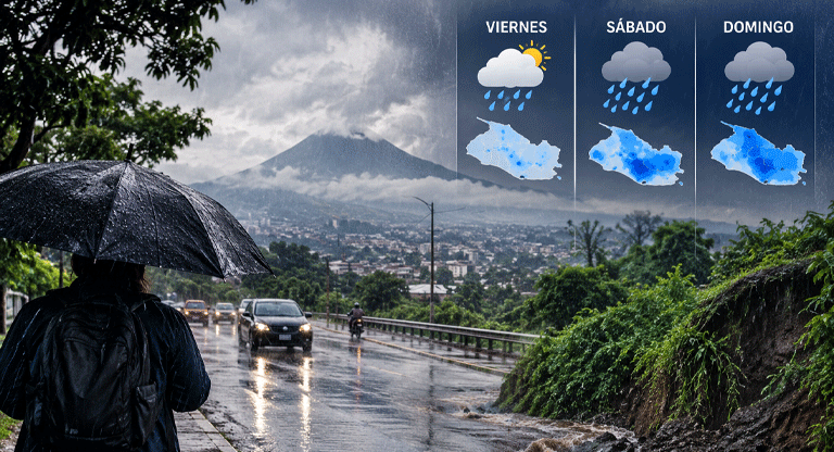 MARN prevé aumento de precipitaciones entre viernes y domingo
