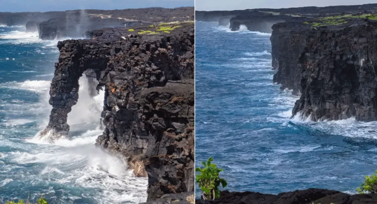 Emblemático arco marino de 550 años de antigüedad colapsa en Hawái