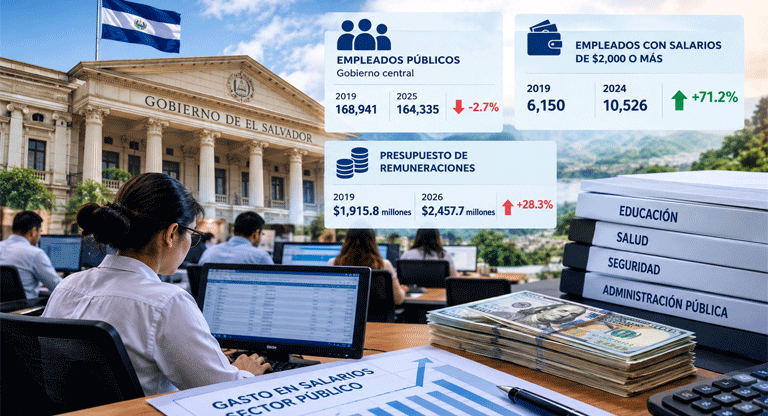 Gobierno recortó la planilla pública, pero aumentó un 71 % el número de empleados que ganan $2.000 o más