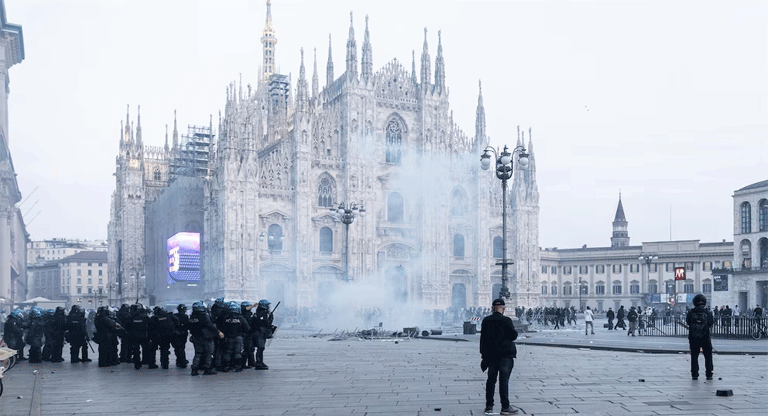 Violencia en Italia: disturbios en Milán