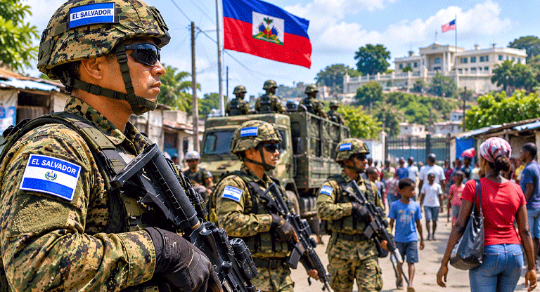 Contingente militar salvadoreño despliega su base en Haití en las inmediaciones de la Embajada Americana